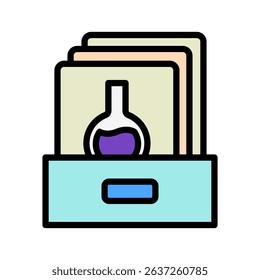 Archive mini illustration outline color icon, use for research and development, education, industry, UI, UX kit, app and web development, digital or print.