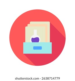 Archive mini illustration rounded flat color icon, use for research and development, education, industry, UI, UX kit, app and web development, digital or print.