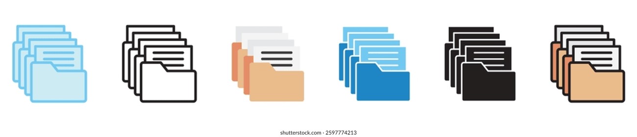 Archive  multi style icon set. use for modern concept, print, UI, UX kit, web and app development. Vector EPS 10, related to digital education, digital learning