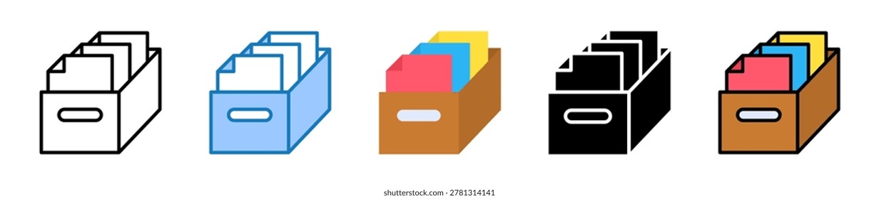 Archive multiple style icons set design vector illustration.