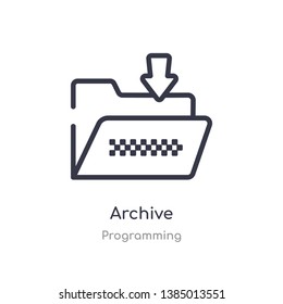 archive outline icon. isolated line vector illustration from programming collection. editable thin stroke archive icon on white background