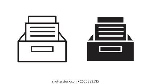 Archive outlined and solid icon vector collection.