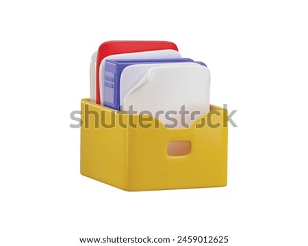 archive with paper page icon 3d rendering vector illustration