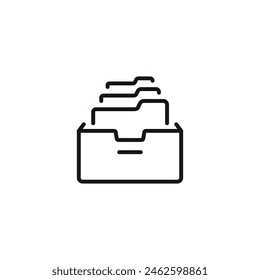 Archive. Project on the shelf linear icon. Thin line customizable illustration. Contour symbol. Vector isolated outline drawing. Editable stroke