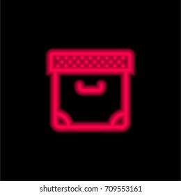 Archive red glowing neon ui ux icon. Glowing sign logo vector