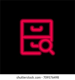 Archive red glowing neon ui ux icon. Glowing sign logo vector