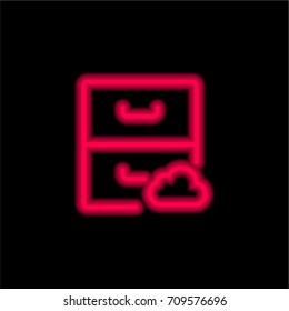 Archive red glowing neon ui ux icon. Glowing sign logo vector