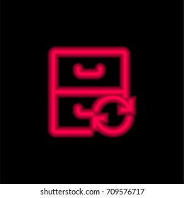 Archive red glowing neon ui ux icon. Glowing sign logo vector