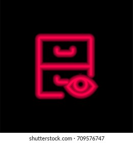 Archive red glowing neon ui ux icon. Glowing sign logo vector