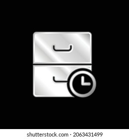 Archive silver plated metallic icon