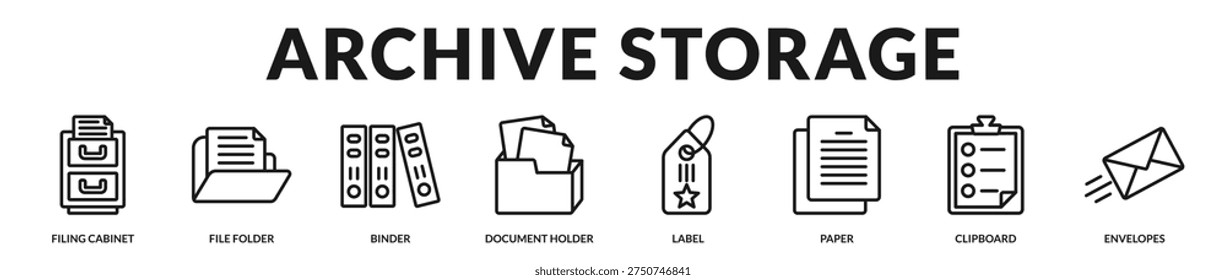 Archive storage banner emphasizing structured document preservation and compliant filing frameworks in Lineal Icon Style