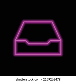 Archive storage, empty simple icon, vector. Flat design. Purple neon style on black background.ai