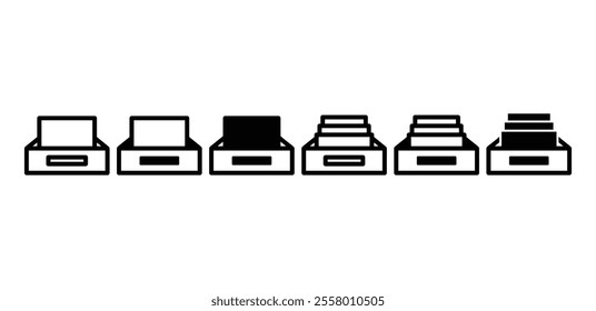 archive storage folder document file icon vector design simple black white color illustration collections isolated