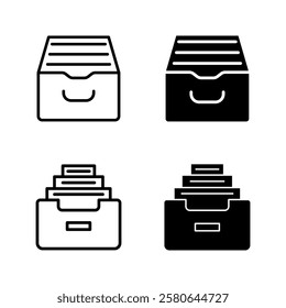 Archive storage icon set color editable on white background