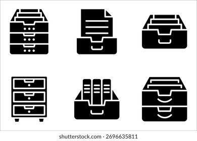 Arquivar conjunto de ícones de armazenamento, Projeto do logotipo de pastas de arquivamento. Ilustração do vetor do documento no plano de fundo branco