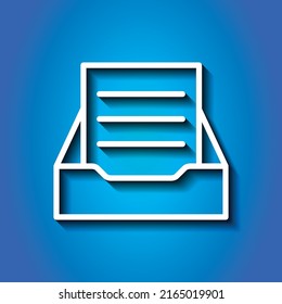 Archive storage icon, vector. Flat design. White icon with shadow on blue background.ai
