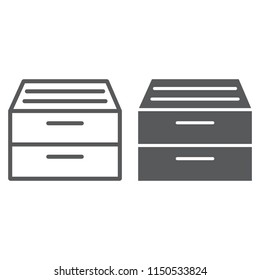 Archive storage line and glyph icon, office and work, folder sign, vector graphics, a linear pattern on a white background, eps 10.