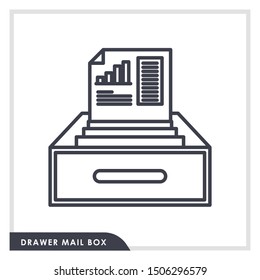 Archive storage line icon, seo & development, file storage sign, a linear pattern on a white background