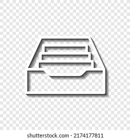 Archive storage simple icon, vector. Flat design. White with shadow on transparent grid.ai