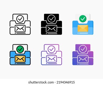 Archive Success icon set with line, outline, flat, filled, glyph, color, gradient. Editable stroke and pixel perfect. Can be used for digital product, presentation, print design and more.