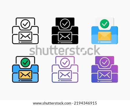 Archive Success icon set with line, outline, flat, filled, glyph, color, gradient. Editable stroke and pixel perfect. Can be used for digital product, presentation, print design and more.