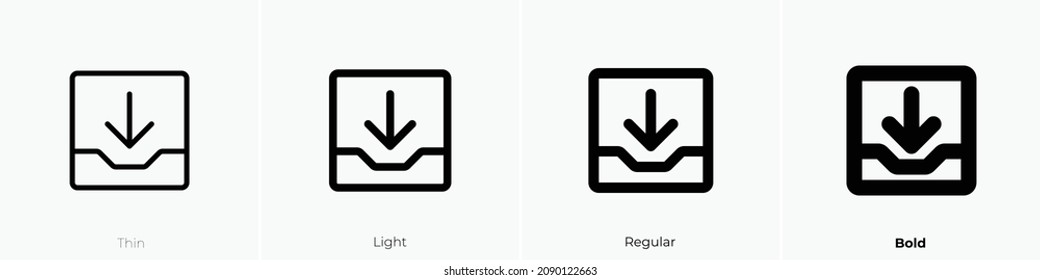 archive tray icon. Thin, Light Regular And Bold style design isolated on white background