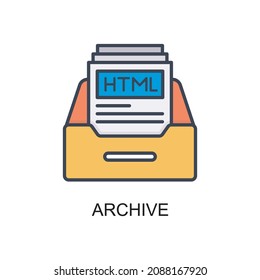 Archive vector Filled outline Icon Design illustration. Web And Mobile Application Symbol on White background EPS 10 File