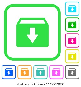 Archive vivid colored flat icons in curved borders on white background