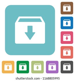 Archive white flat icons on color rounded square backgrounds