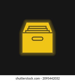 Archive yellow glowing neon icon