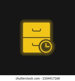 Archive yellow glowing neon icon