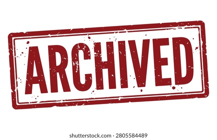 Archived red rubber stamp on white background