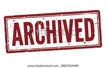 Archived red rubber stamp on white background