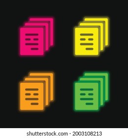 Archives four color glowing neon vector icon