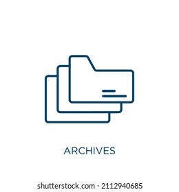 icono de archivos. Icono de contorno de archivos lineales delgados aislado en fondo blanco. Signo de archivos vectoriales de línea, símbolo para web y móvil