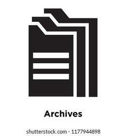 Archives icon vector isolated on white background, logo concept of Archives sign on transparent background, filled black symbol