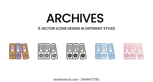 Iconos de los Archivar ilustración de stock de Vector de estilo diferente