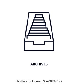 archives outline icon.  Thin line icon from education collection. Editable vector isolated on white background