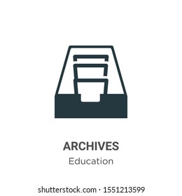 Archives vector icon on white background. Flat vector archives icon symbol sign from modern education collection for mobile concept and web apps design.