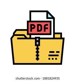 archiving pdf file color icon vector. archiving pdf file sign. isolated symbol illustration