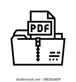 archiving pdf file line icon vector. archiving pdf file sign. isolated contour symbol black illustration