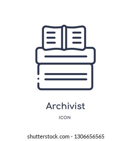 archivist icon from museum outline collection. Thin line archivist icon isolated on white background.