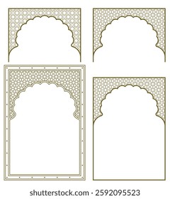 Archs and Rectangular frames A4 format Arabic pattern.Brown color.