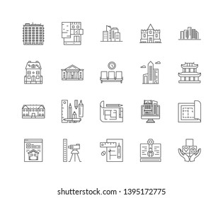 Archtectural design line icons, signs, vector set, outline illustration concept 