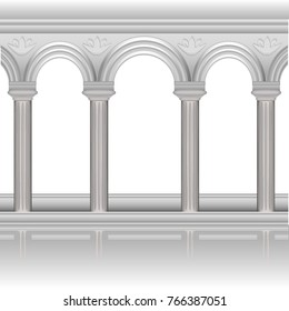 Archway, arch. Palace Arcade. Facade of a classical building. Vector graphics