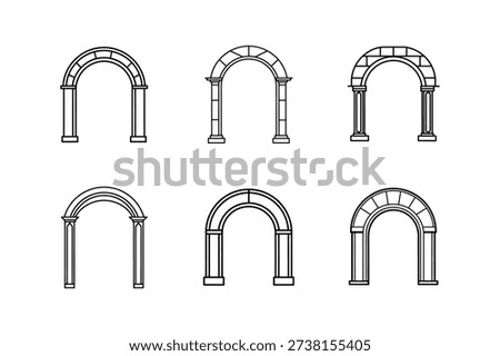archway draft icon line art vector illustration isolated