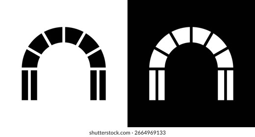 Archway icon in flat black solid vector set