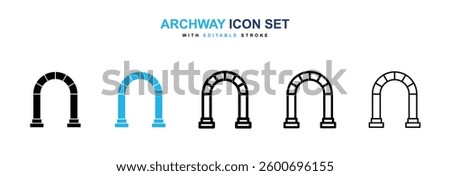 Archway icons graphics set in black and blue colors