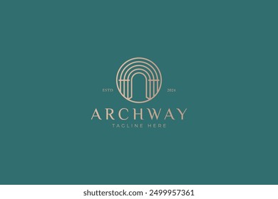 Archway Logo Gate Column Frame Luxury Grand Palace Concept Circle Sign Symbol