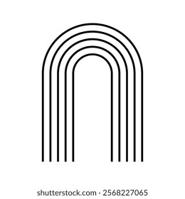 Archway shapes. Concentric arch geometric figures in trendy boho style. Minimalistic design element for modern templates. Vector graphic illustration.